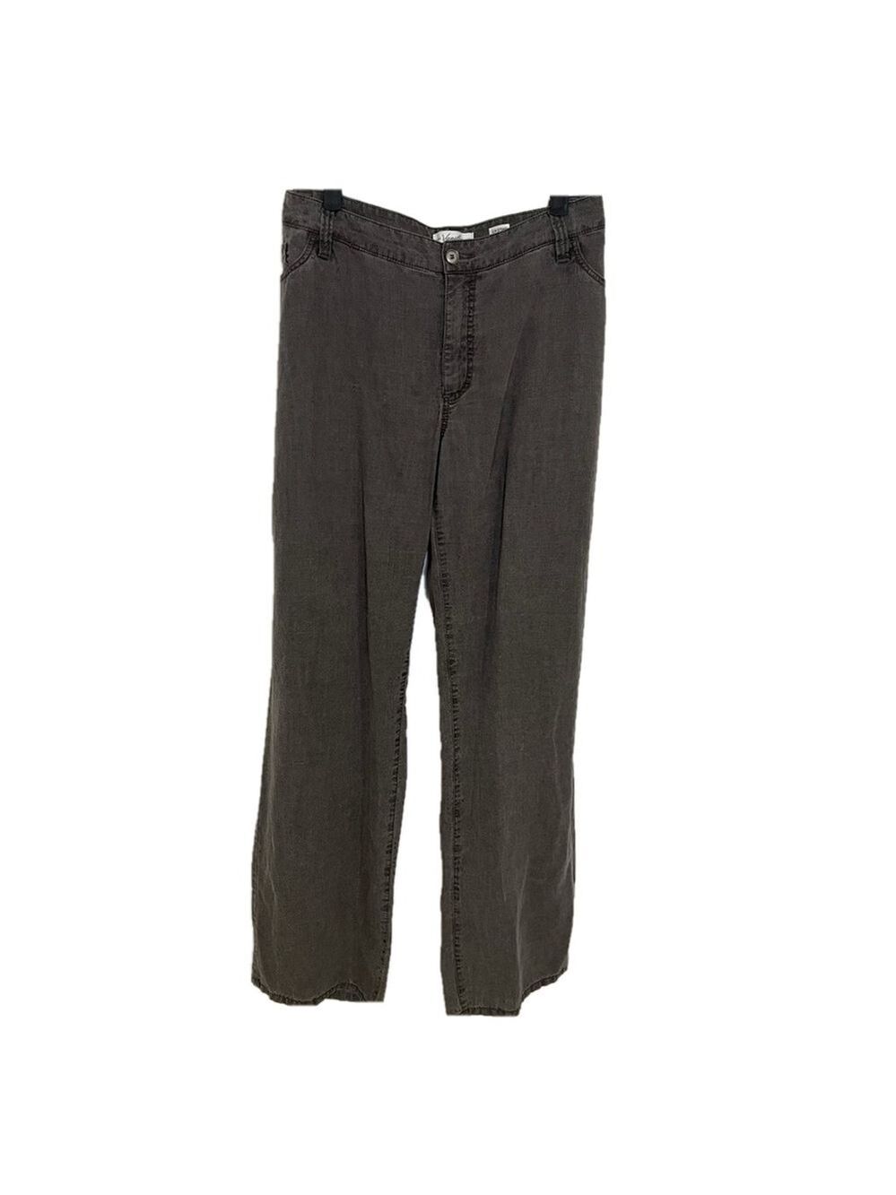 VANILIA Lightweight Linen Trouser Faded Gray Black waist 42” X inseam 32”